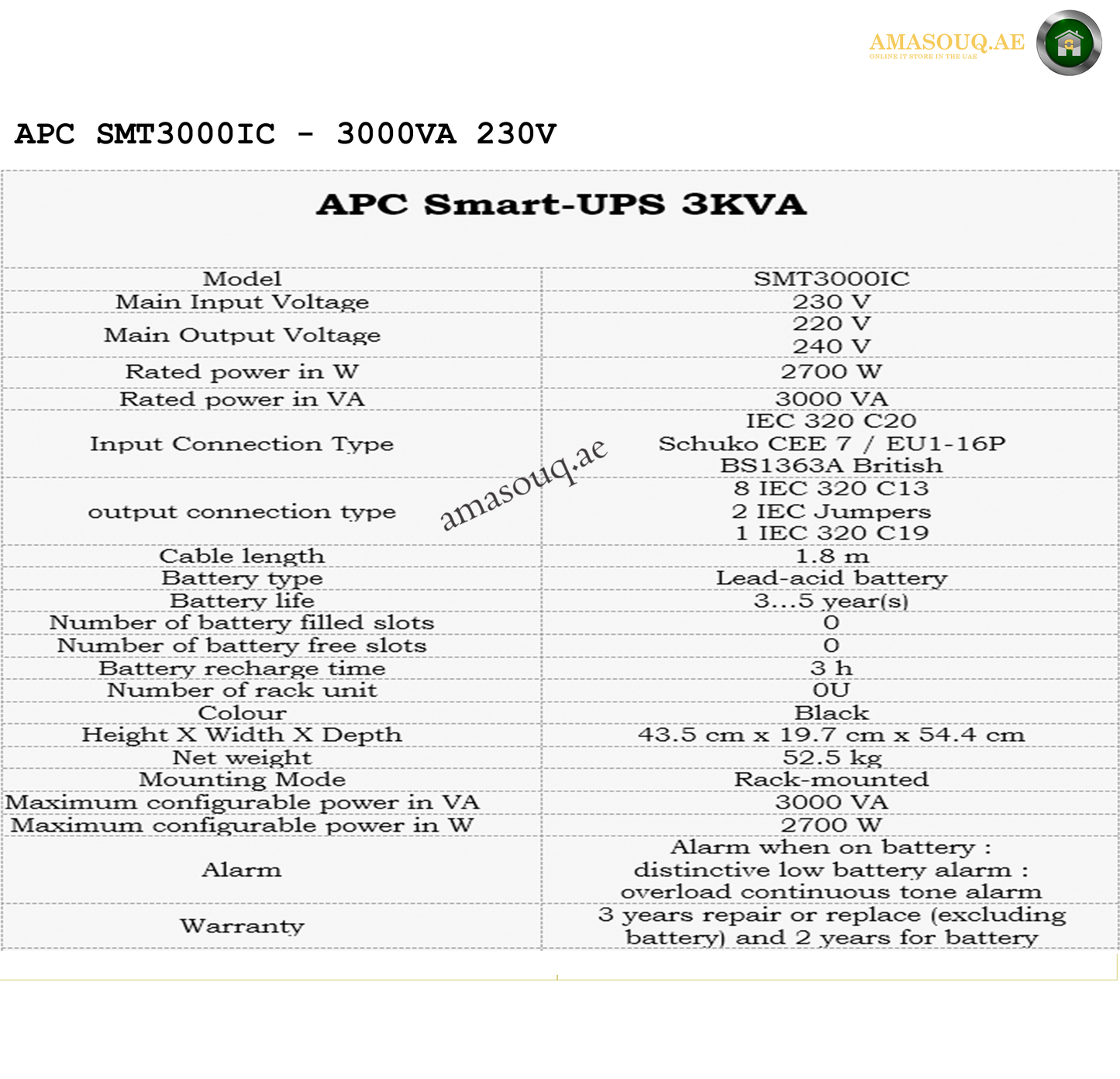 APC SMT3000IC - 3000VA / 230V