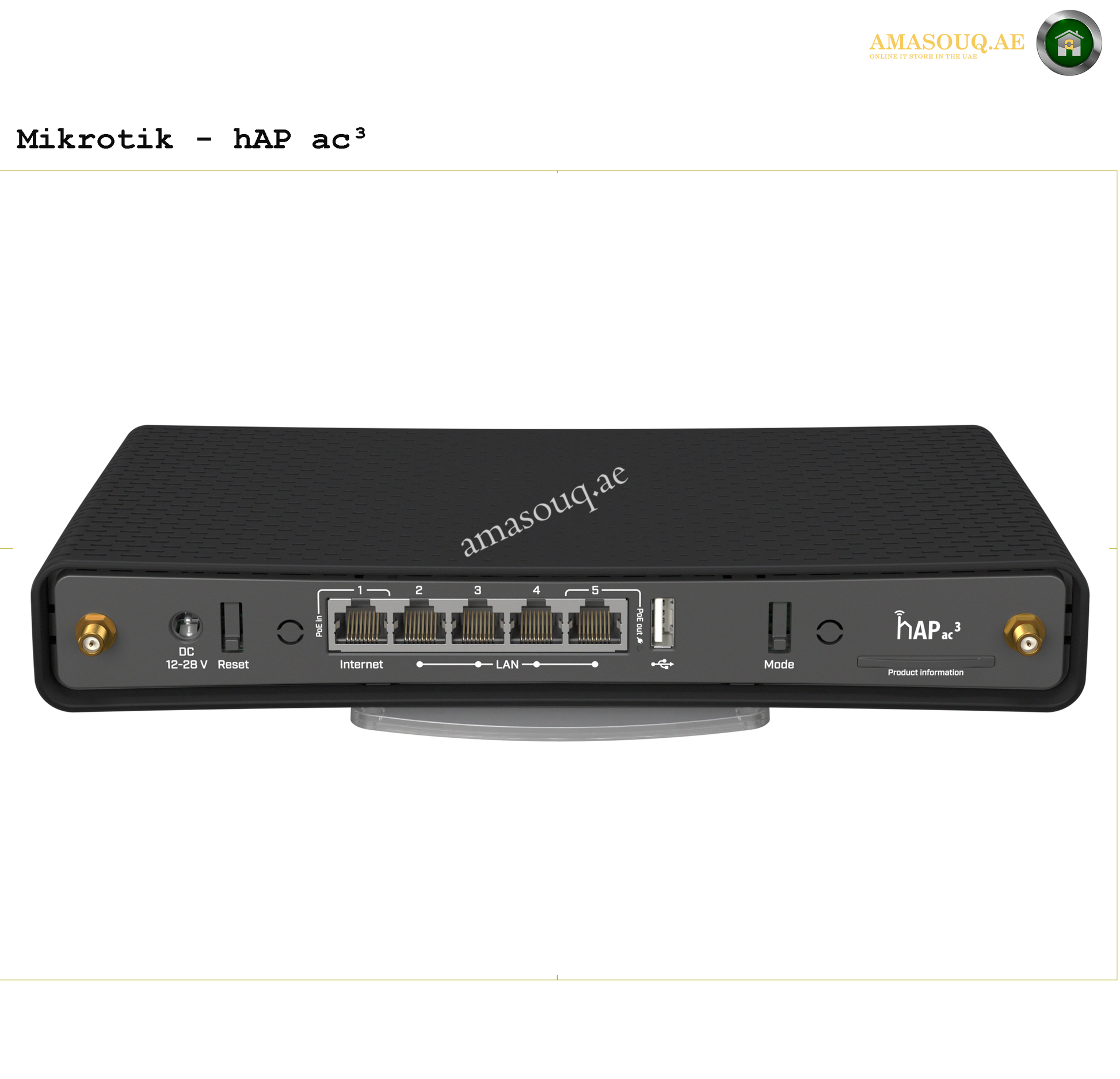 Mikrotik HAP ac3 router with antennas at Amasouq.ae back view 