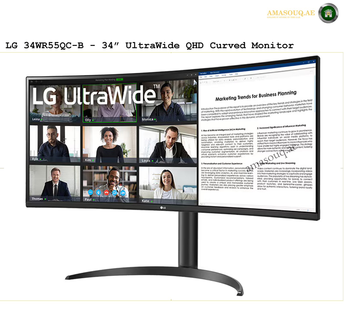 LG QHD UltraWide Curved Monitor  - LG 34WR55QC-B  / 34"