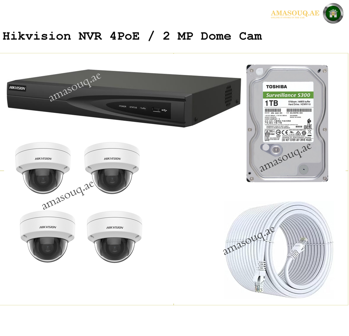 Hikvision - NVR 4PoE - 4 Dome CAM