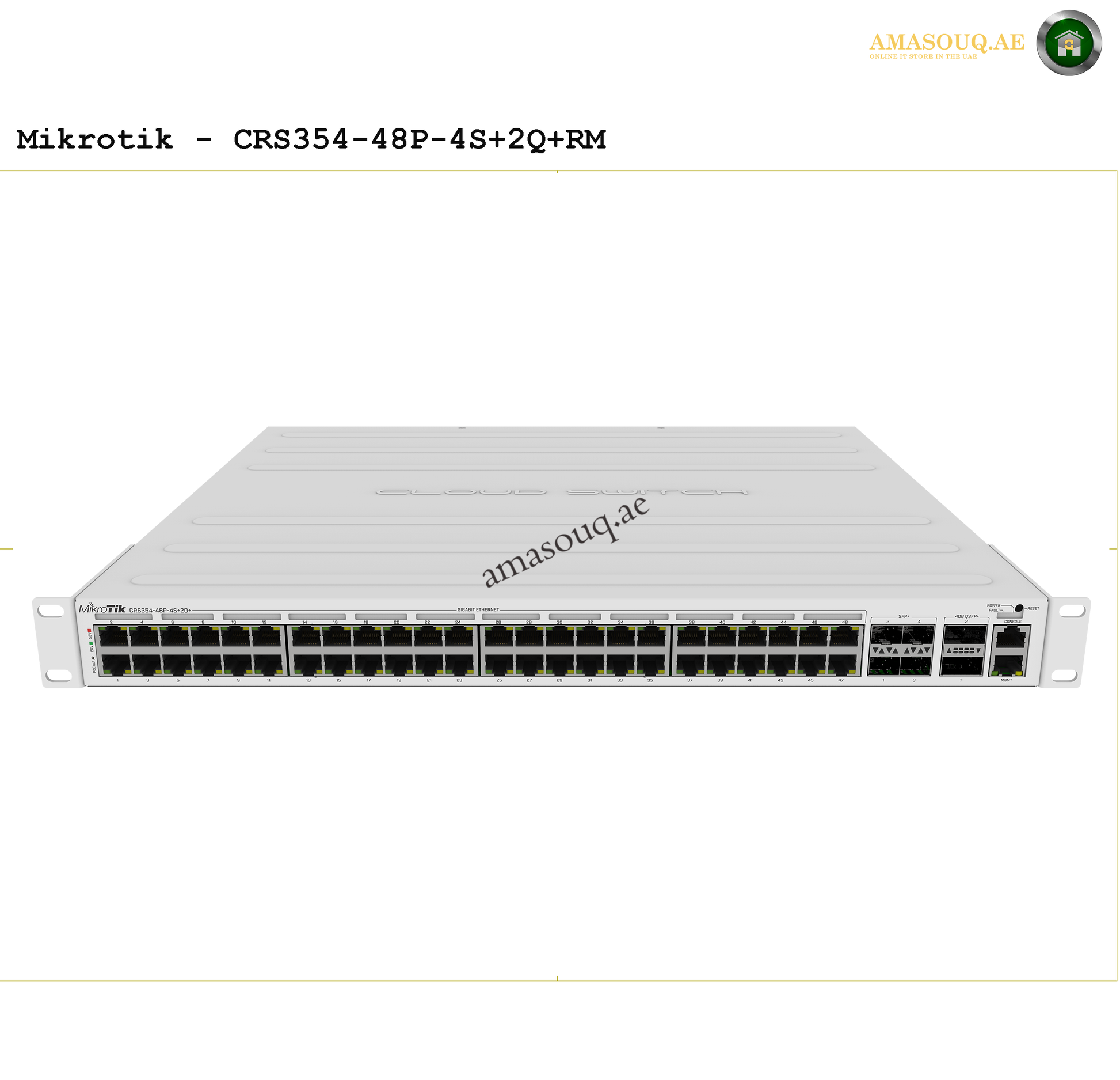 Mikrotik CRS354-48P-4S+2Q+RM network switch at AMASOUQ.AE top view