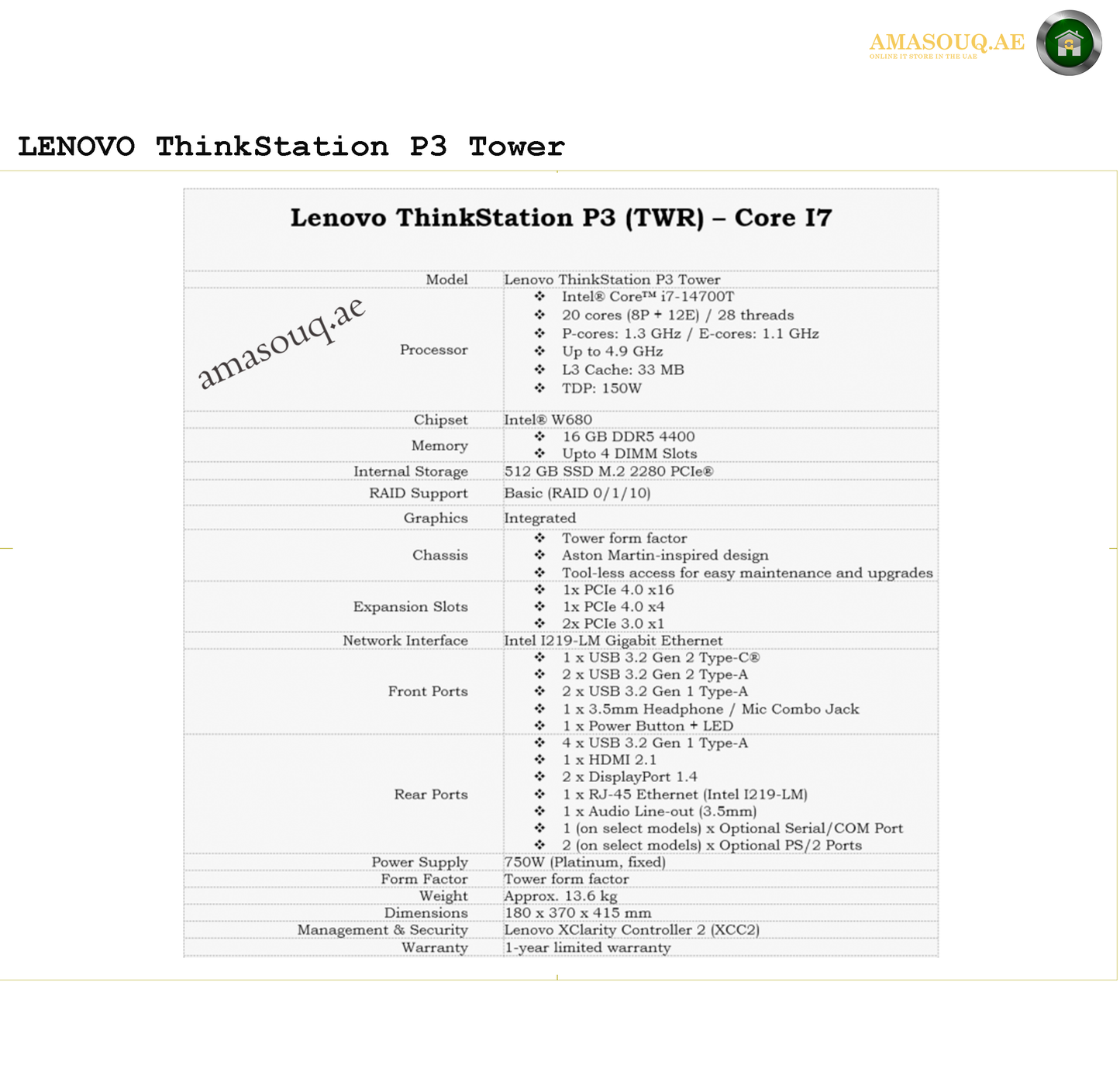 Lenovo ThinkStation P3 Tower - W11Pro