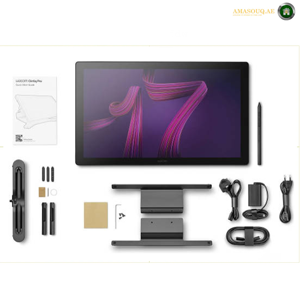 Wacom Cintiq Pro 17 Graphic Pen & 4K 120Hz Touch Display with Wacom Cintiq Pro Easy Stand, Multi-touch & Pen Control, 88% Adobe RGB & 99% DCI-P3, Near-zero Pen & Screen Latency, Black | DTH172K0B