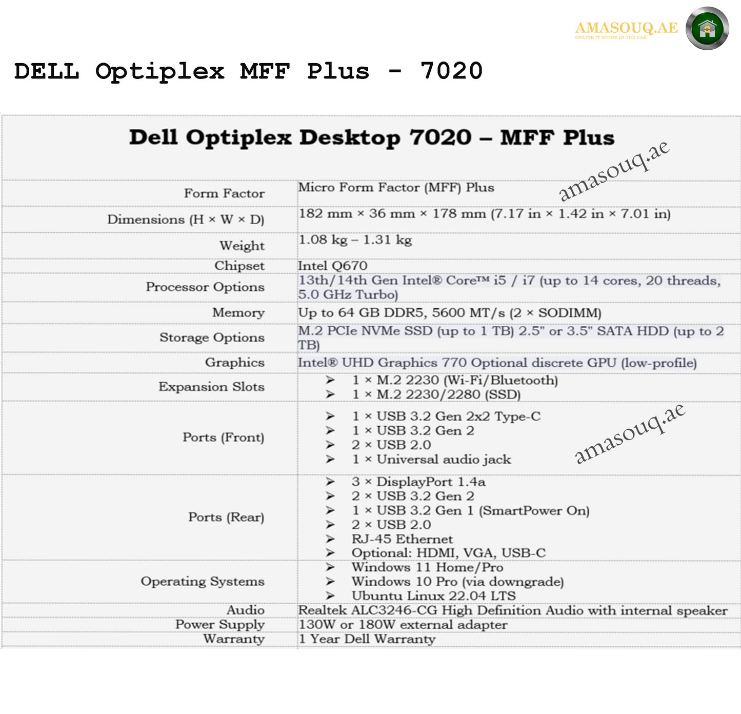 DELL Optiplex 7020 MFF PLUS - Ubuntu Linux | Compact Power for Work & Home