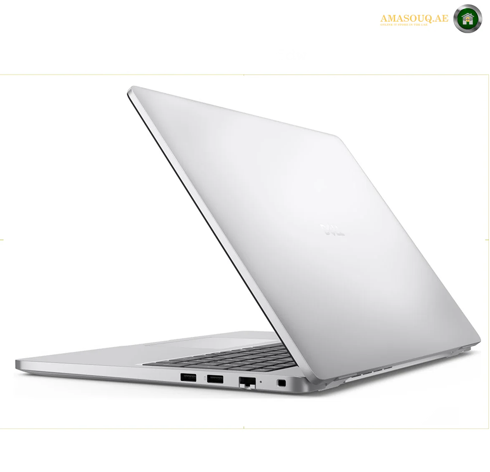 Dell Pro 16 PC16250 U7-255U 16GB 1TB Business Laptop Back View | PC16250.A slim silver laptop shown open at an angle, photographed on a clean white background. The brand name 'ASUS' is subtly printed on the center of the lid.
