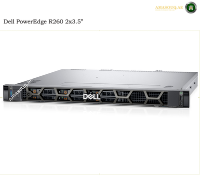 Dell PowerEdge R260 2x3.5" rack server shown from a front-three-quarter angle on a white background, with Dell branding visible on the front panel.