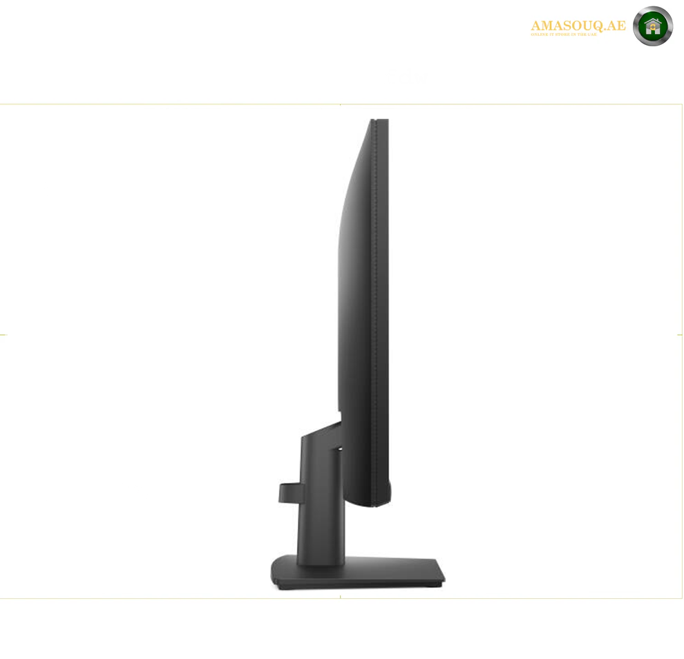 Dell 24 Monitor - E2425HS side  view 1 side profile view of a black computer monitor with a minimalist stand, shown against a plain white background.