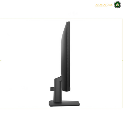 Dell 24 Monitor - E2425HS side  view 1 side profile view of a black computer monitor with a minimalist stand, shown against a plain white background.