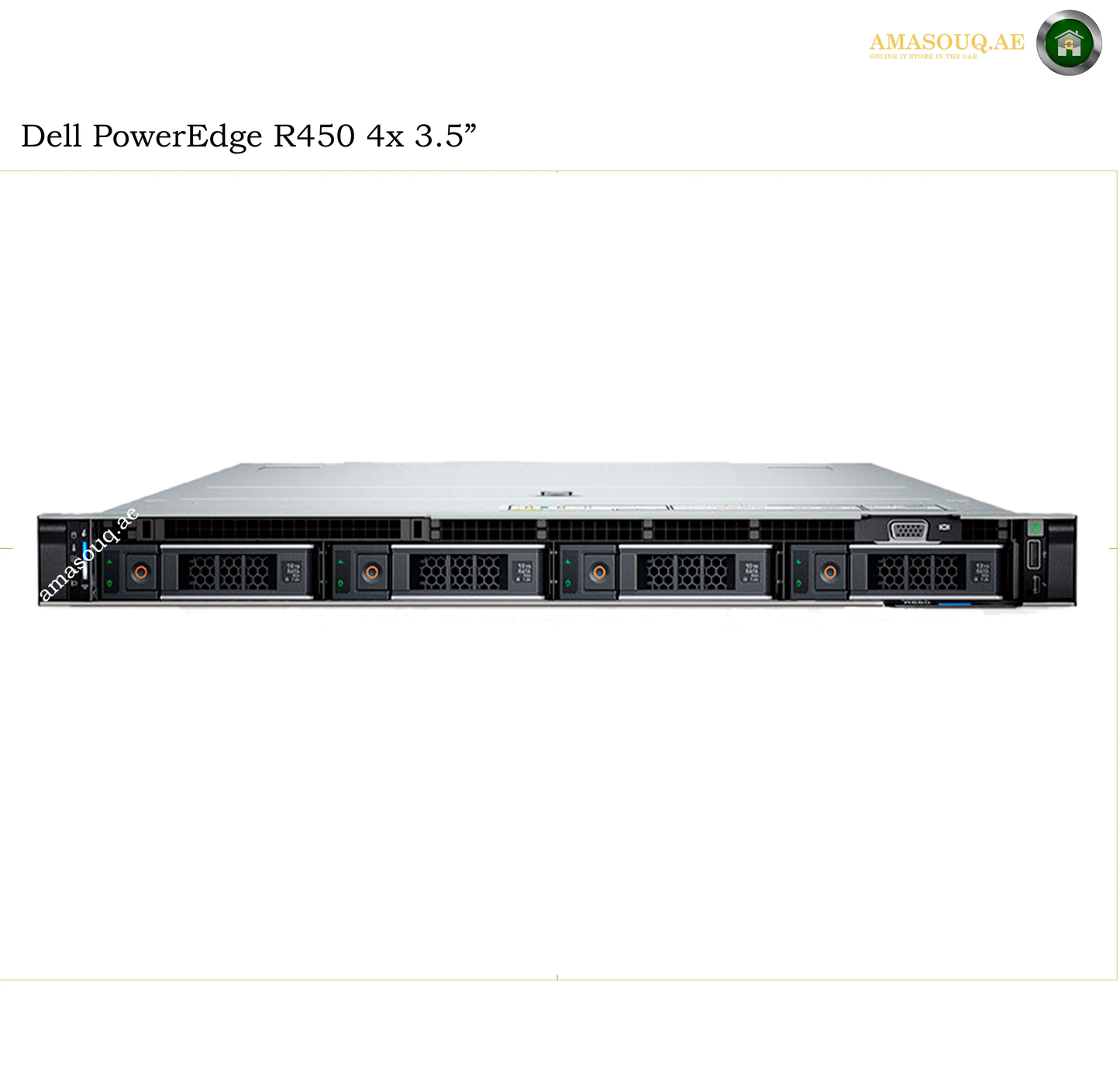 A Dell PowerEdge R450 4x 3.5" server rack shown from the front on a white background, with text reading 'Dell PowerEdge R450 4x 3.