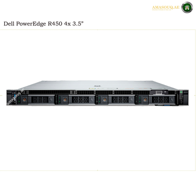 A Dell PowerEdge R450 4x 3.5" server rack shown from the front on a white background, with text reading 'Dell PowerEdge R450 4x 3.