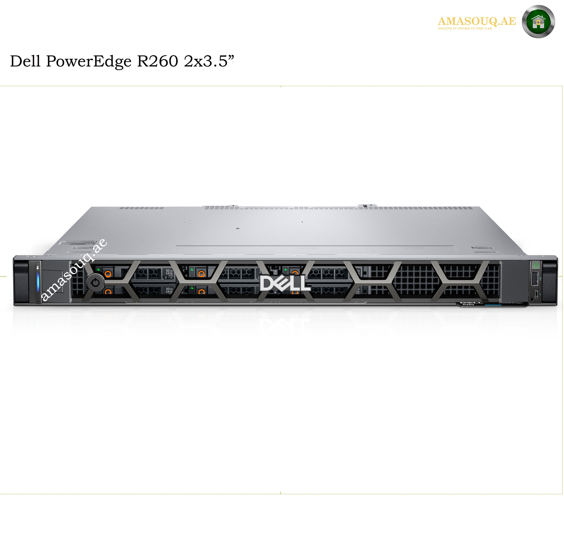 Dell PowerEdge R260 2x3.5" rack server shown from the front on a white background, with Dell branding visible on the front panel.