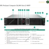 Technical specification diagram for the HPE ProLiant Compute DL380 Gen12 8SFF server, showing numbered callouts from 1 to 16 pointing to various front and side components, with a feature checklist table below on a white background.