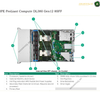 An annotated technical diagram of an HPE ProLiant Compute DL380 Gen12 8SFF server, showing an internal view with numbered callouts and a feature summary table below on a white background.