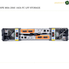 HPE MSA 2060 16Gb FC LFF Storage server shown from the rear, featuring orange and black power supplies, cooling fans, and various port connectors on a white background with text overlays.