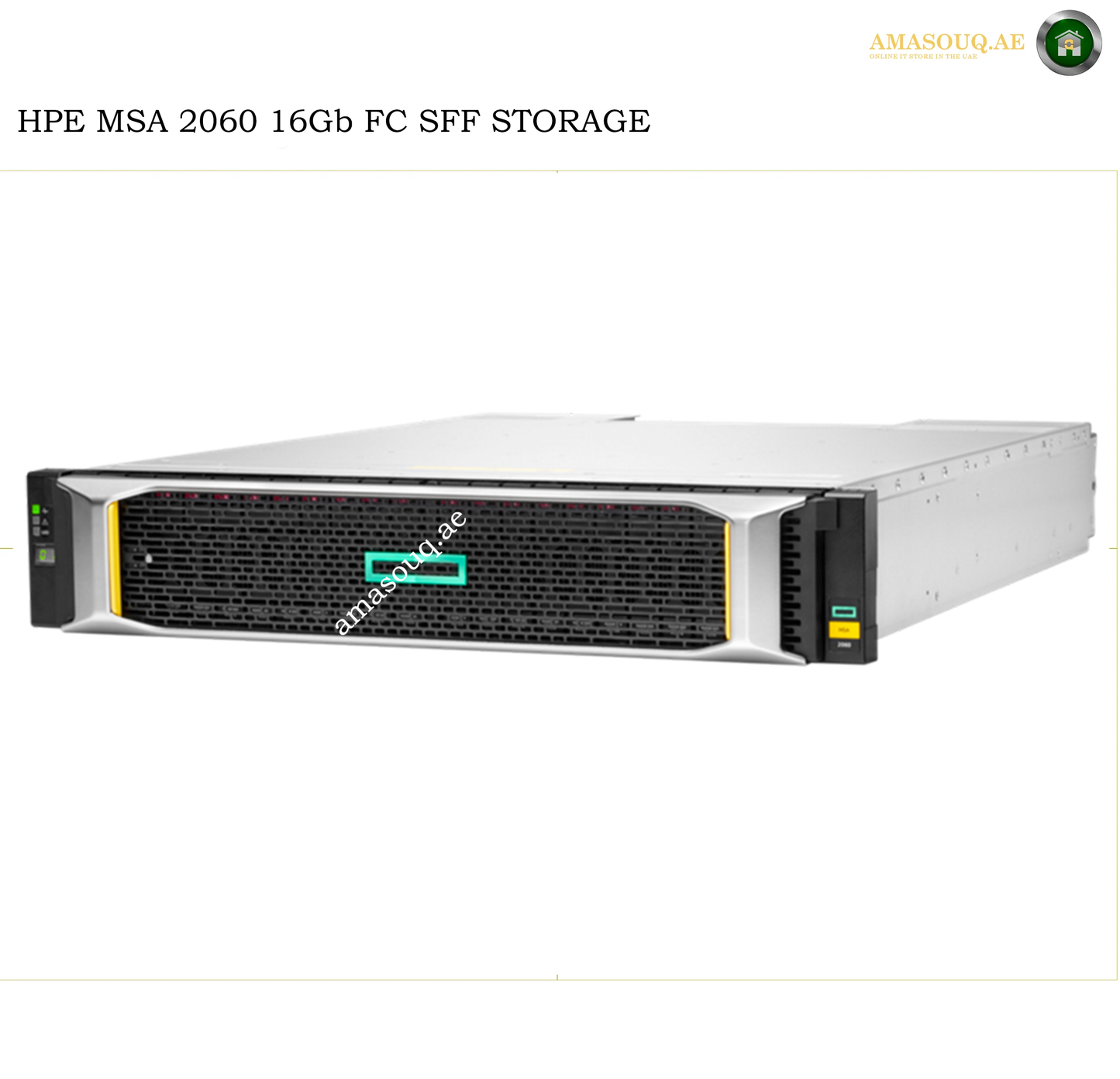 HPE MSA 2060 16Gb FC SFF storage server shown in a three-quarter front view on a white background, with HPE branding visible on the front panel.