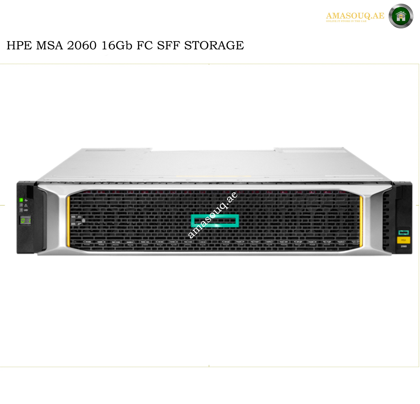 HPE MSA 2060 16Gb FC SFF STORAGE server shown from the front on a white background, with a watermark across the center and text at the top reading 'HPE MSA 2060 16Gb FC SFF STORAGE'.