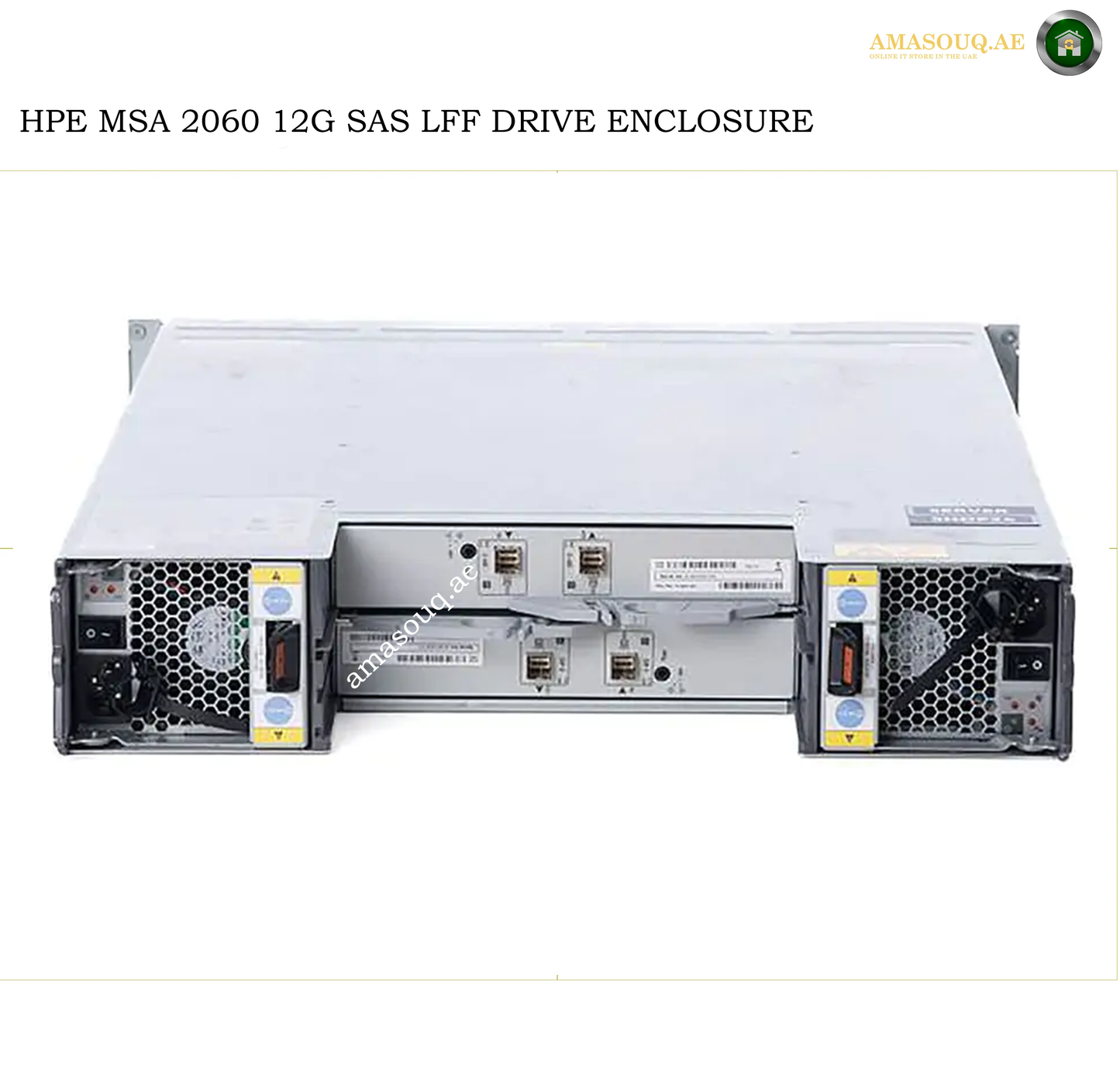 HPE MSA 2060 12G SAS LFF Drive Enclosure server hardware shown from the front, with dual power supplies and front baysight panels visible on a white background.