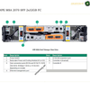 Technical product diagram showing the rear view of an HPE MSA 2070 SFF 2x32GB FC storage server with numbered callouts and a feature table below on a white background.