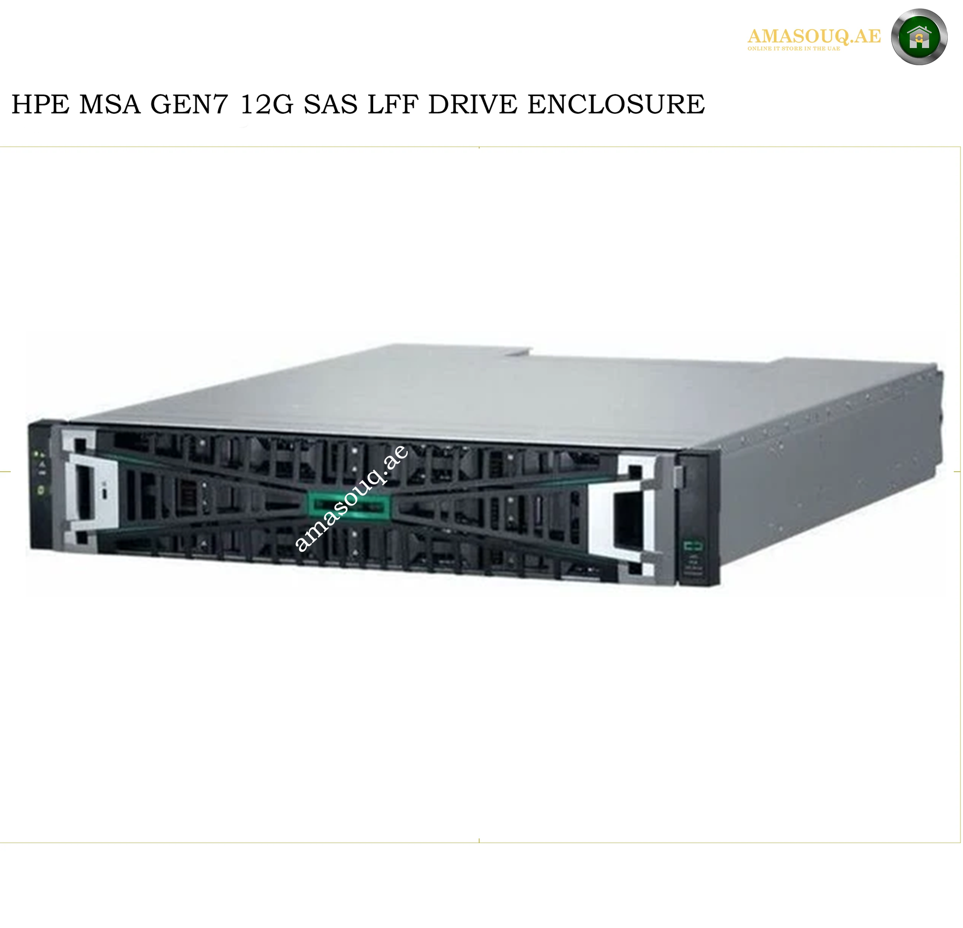 HPE MSA Gen7 12G SAS LFF Drive Enclosure server chassis shown from the front three-quarter angle on a white background, with HPE branding visible on the front panel.