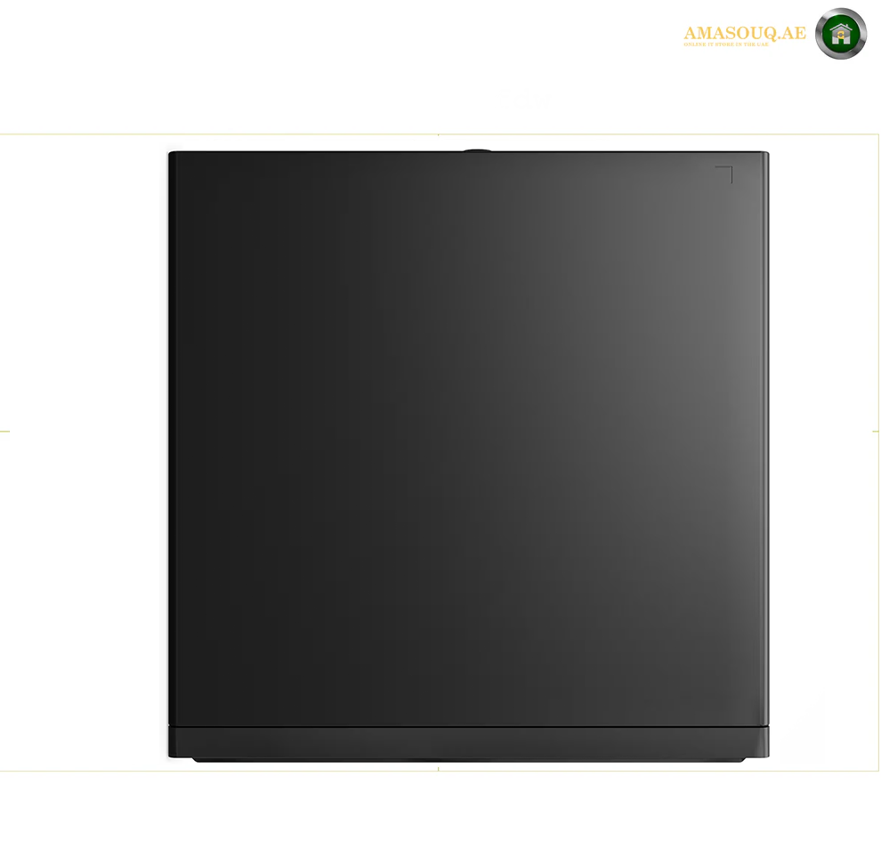 A sleek, minimalist black square panel or box with rounded corners, shown from a top-down perspective on a white background with a small logo watermark in the top right corner.