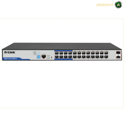 D-Link DGS-F1210-26PS-E 24-port Gigabit PoE+ switch front view | DGS-F1210-26PS-E