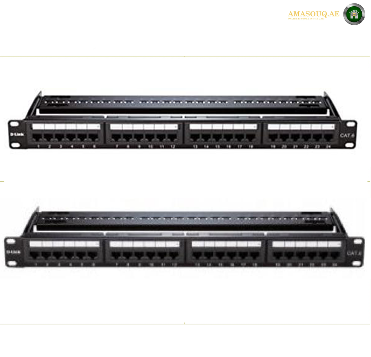 D-Link NPP-C61BLK241 Cat6 UTP 24-port loaded patch panel front view | NPP-C61BLK241