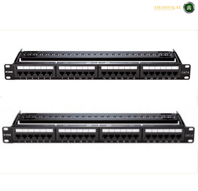 D-Link NPP-C61BLK241 Cat6 UTP 24-port loaded patch panel front view | NPP-C61BLK241