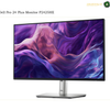 Dell P2425HE 23.8-inch IPS monitor side view. Dell Pro 24 Plus Monitor P2425HE with a slim black bezel and silver stand, displaying a purple and pink abstract wallpaper on a white background.