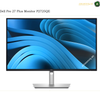 dell-p2725qe-27-inch-4k-100hz-monitor. Dell Pro 27 Plus Monitor P2725QE with a slim black bezel, silver stand, and a blue abstract display wallpaper, shown on a white background with a Dell logo at the bottom center of the screen.