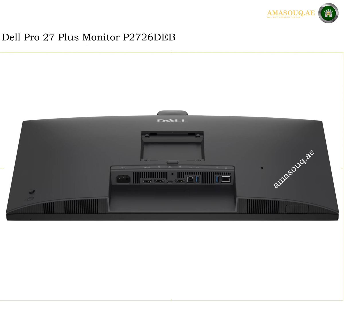 dell-p2726deb-hdmi-displayport-usb-rj45. Dell Pro 27 Plus Monitor P2726DEB rear view showing the back panel with ports and ventilation grilles on a white background.