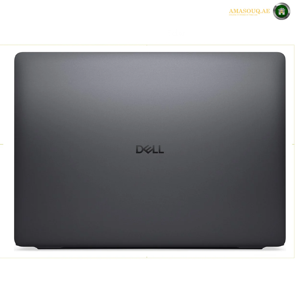 Dell Pro 14 PC14250 side ports and connectivity 14 inch laptop | BTO006. A closed Dell laptop shown from the back, featuring a matte dark gray finish with the Dell logo centered on the lid.