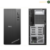 dell-pro-tower-qvt1260-i5-14500-office. Front and back views of a Dell desktop computer tower on a white background, showing the dark gray ribbed front panel and the silver metal interior with ports and ventilation grilles.
