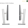 Dell U2424H adjustable ergonomic monitor stand. Two Dell monitors, model U2424H UltraSharp, shown from the side and back angles on a white background, with 'Dell Monitor U2424H UltraSharp' text at the top and an 'AMASOUQAE' watermark.