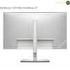 Dell U2725QE 27 inch 4K Monitor Back View. Dell monitor U2725Qe UltraSharp 27 inches shown from the rear, featuring a silver aluminum chassis, a central stand, and a flat base on a white background.