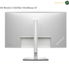 Dell U3225QE 31.5 Inch 4K Monitor Back View. Dell monitor U3225Qe UltraSharp 32 inches shown from the front on a white background, featuring a slim silver stand and a silver bezel with the DELL logo in the center.