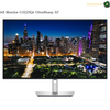 Dell U3225QE 31.5 Inch 4K UHD IPS Black Monitor Front View. Dell monitor U3225Qe UltraSharp 32-inch display shown on a white background with a city skyline wallpaper on the screen. Brand text 'Dell Monitor U3225Qe UltraSharp 32"' appears at the top, and 'AMASOUQAE' is visible on the screen.