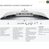 Dell U3425WE 2.5GbE Ethernet USB Hub Monitor. A technical specification and cable list diagram for a Dell monitor, showing a side view of the 34-inch U3425WE ultrasharp monitor with labeled ports and included cables on a white background with blue and black text.