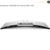 Dell U3824DW HDMI DisplayPort USB and RJ45 ports. A Dell Monitor U3824DW 38" Curved USB-C Hub shown from the back on a white background, featuring a curved silver aluminum chassis with a built-in power adapter and multiple USB-C and USB-A ports.