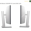 Dell U3824DW height adjustable ergonomic stand. Two views of a Dell Monitor U3824DW 38" curved USB-C hub on a white background, showing the front and side profiles of the silver monitor stand.