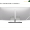 Dell U3824DW 38-inch UltraWide professional monitor. A Dell monitor U3425WE ultrasharp 34-inch model shown from the back, featuring a silver aluminum chassis and a central stand, set against a plain white background with text overlays.