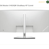 Dell U4025QW rear view Thunderbolt monitor. Dell monitor U4025QW UltraSharp 40" Curved shown from the back, featuring a slim silver stand and a wide curved screen bezel, set against a plain white background with text overlays.