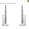 Dell U4323QE height adjustable ergonomic monitor. Two side views of a Dell monitor U4323Qe UltraSharp 43 inches on a white background, showing the thin bezel and stand from the left and right edges.