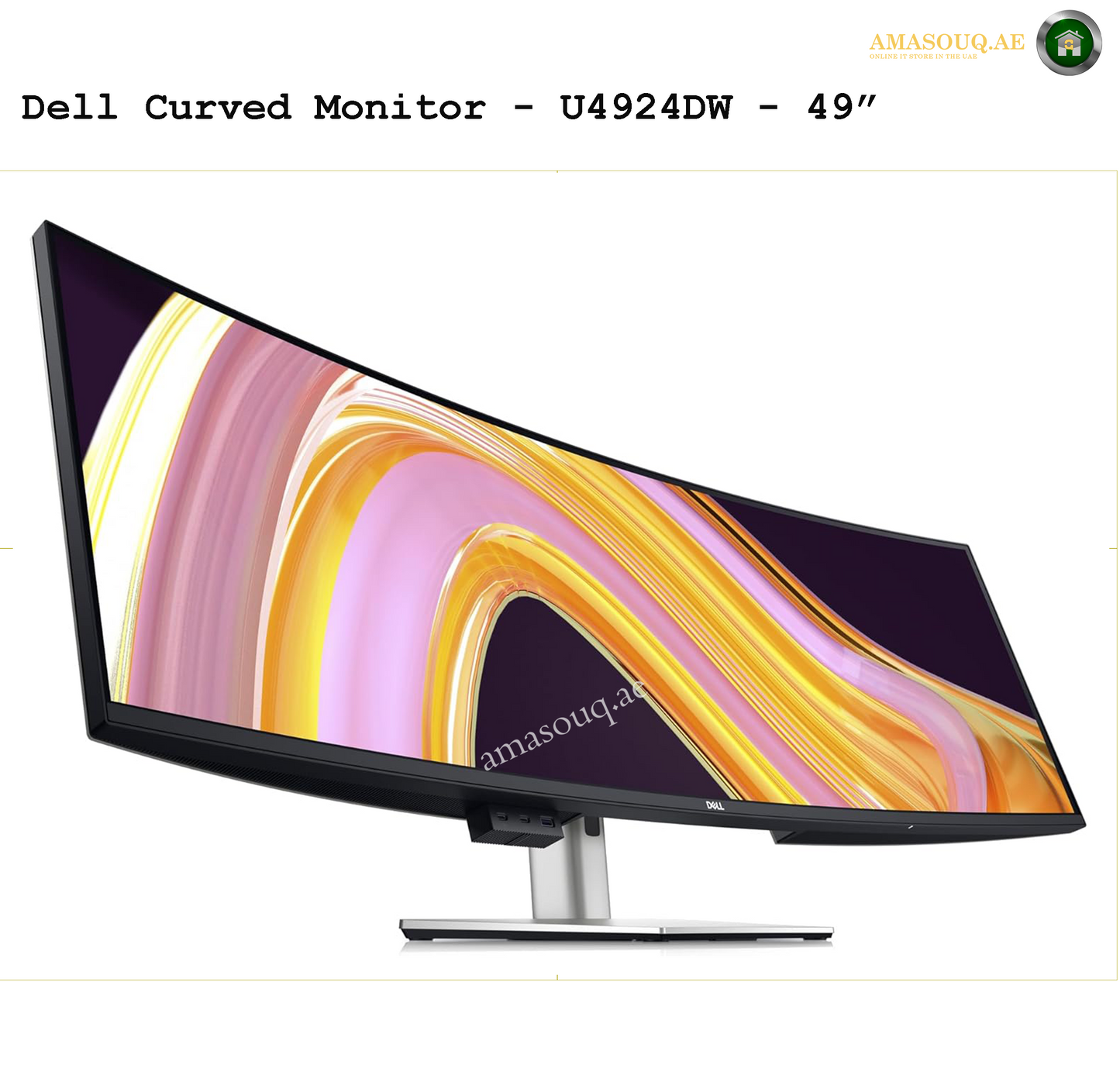 Dell U4924DW 49-inch Dual QHD Curved IPS Black Monitor. Dell curved monitor U4924DW on a white background