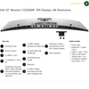 Dell U5226KW USB HDMI DisplayPort and 2.5GbE ports. A technical specification diagram for the Dell 52" Monitor U2226KW IPS Display, 6K Resolution. The image features a top-down schematic of the monitor with its ports labeled on the front and rear views, accompanied by a bulleted list of specifications and included cables on a white background with the Amasooqae brand logo in the top right corner.