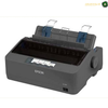 Epson LQ-350 80-Column Impact Printer for Business | LQ-350.An Epson LQ-990 dot matrix printer in dark gray with blue paper guides, shown with its top cover open on a white background.