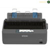 Epson LQ-350 24-Pin Dot Matrix Printer Front View | LQ-350. An Epson LC-950 dot matrix printer in dark gray with blue paper guides, shown from a front-facing perspective on a white background.