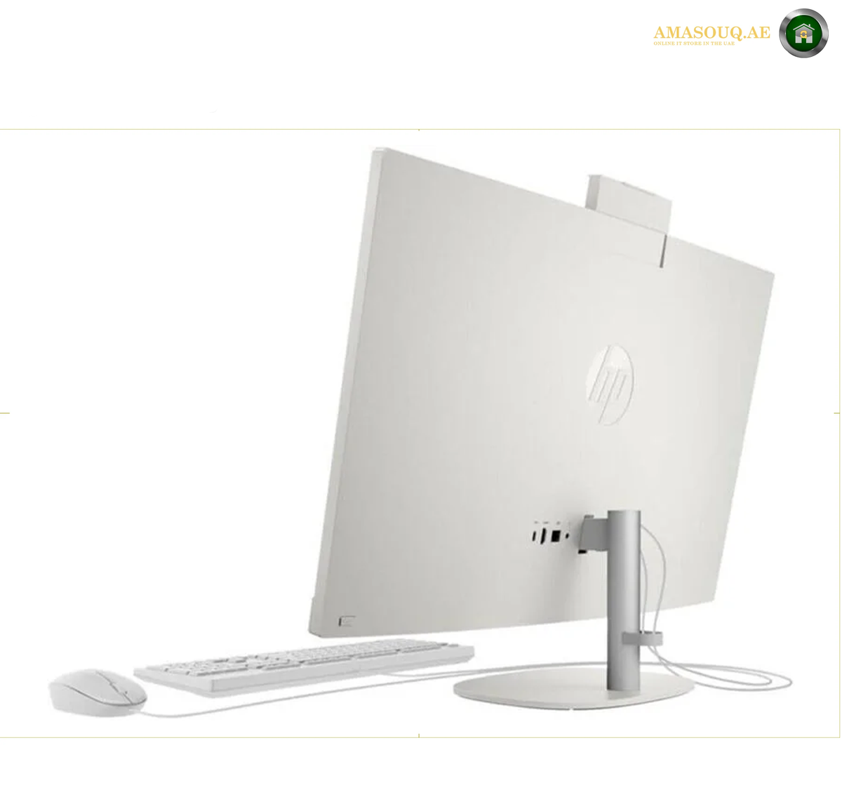 HP All-in-One Desktop Intel Core i5-1334U Processor | B73T8EA#BH5. A black gaming laptop shown open at an angle on a white background, with a colorful lightning-and-castle screen wallpaper, RGB backlit keyboard, and a visible ASUS ROG logo on the palm rest.