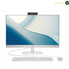 HP All-in-One 24-cr0307nh Shell White Desktop Front View | B73T8EA#BH5. A black Lenovo Legion laptop shown open against a white background, with a colorful lightning-and-castle screen wallpaper and the Lenovo Legion logo visible on the display.