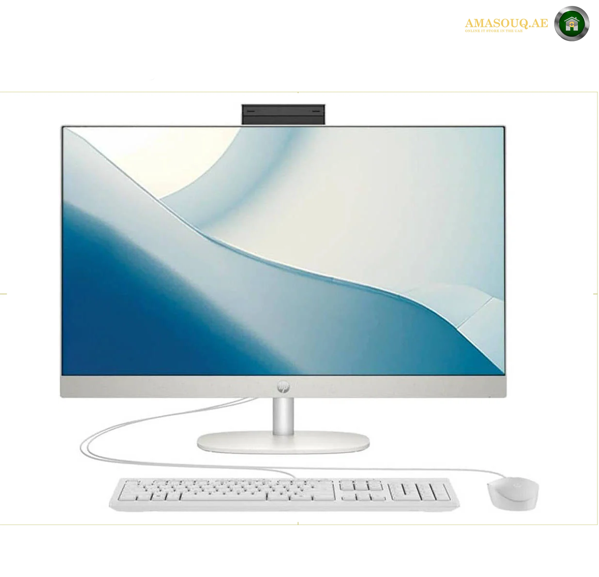 HP All-in-One 24-cr0307nh Shell White Desktop Front View | B73T8EA#BH5. A black Lenovo Legion laptop shown open against a white background, with a colorful lightning-and-castle screen wallpaper and the Lenovo Legion logo visible on the display.