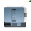 HP Color LaserJet Pro MFP 3303fdw automatic two-sided colour printing | 499M8A.A top-down view of a compact printer or scanner with a dusty blue top cover, black base, and white side panel, shown on a plain white background.